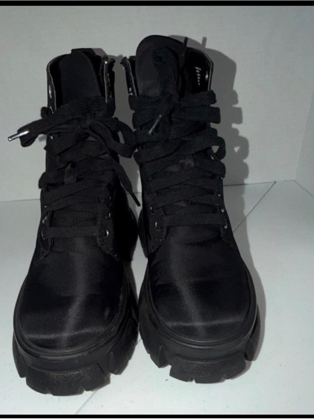 Steve Madden Black Women's Lace-Up Chunky Boots